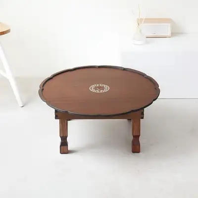 ウォン2.0 蓮の葉 アンティーク蘭 象嵌 円形食卓 60cm 2人用 3人用 円形卓 小盤