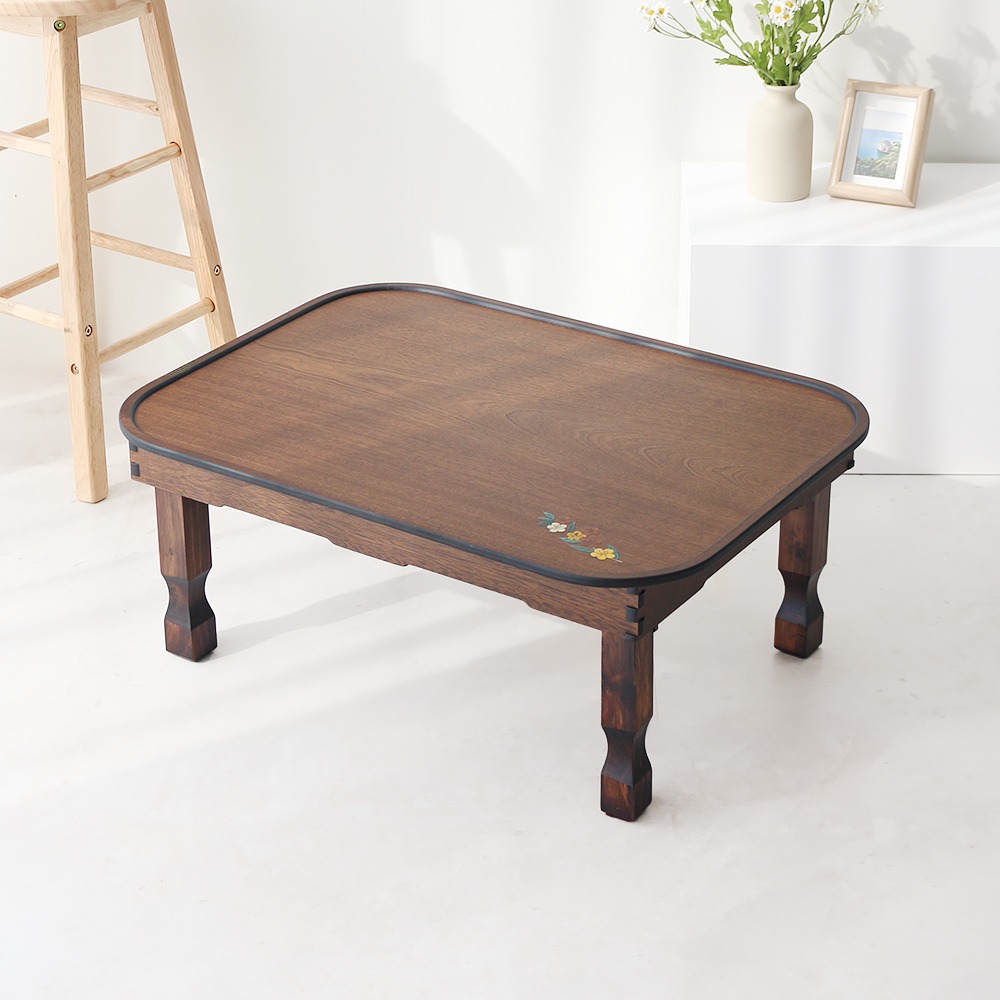 Antique Plum Blossom Inlay Round Square Dining Table 69cm For 1-2 People