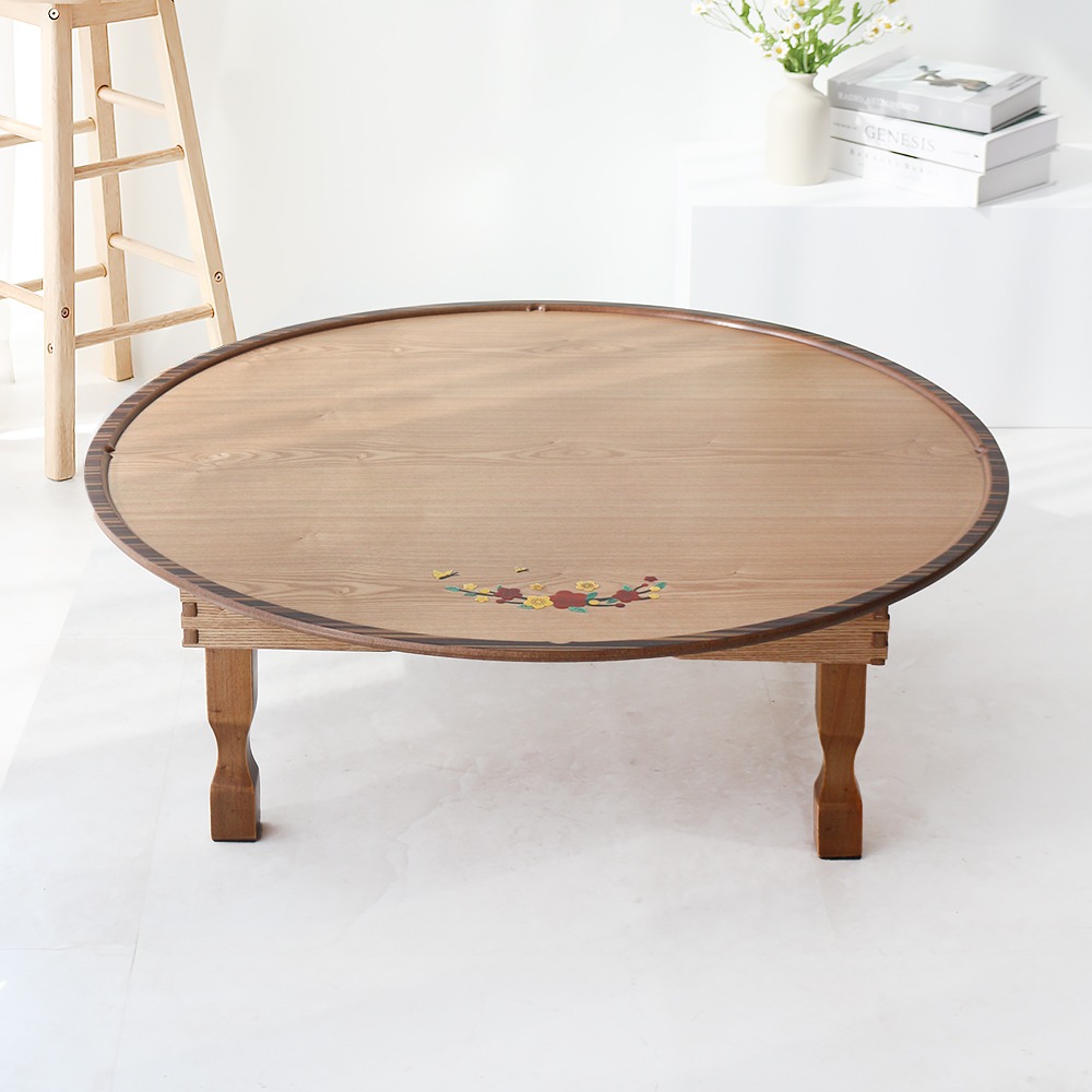 Won 3.0 Maple Plum Inlay Folding Round Dining Table 90cm 5-6 Person Large