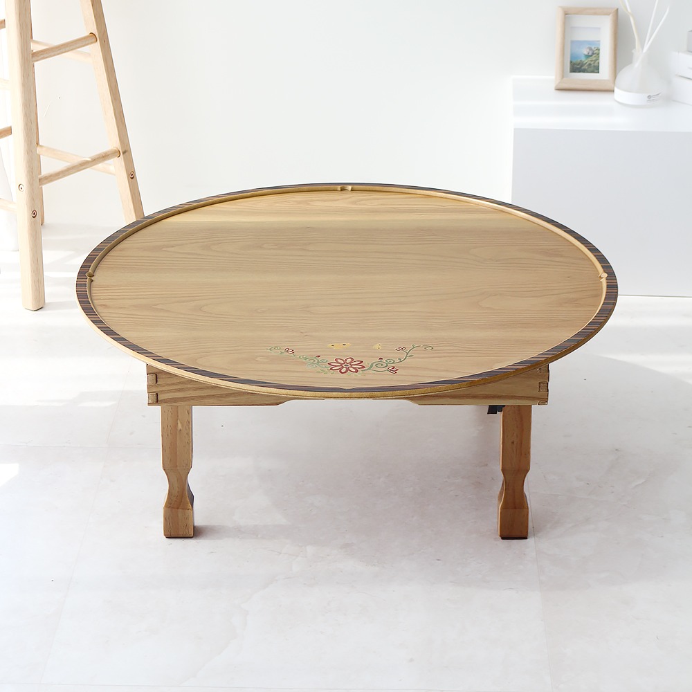 Round 2.5 Maple Dancho Inlay Folding Round Dining Table 75cm 3-4 Person Round Soban
