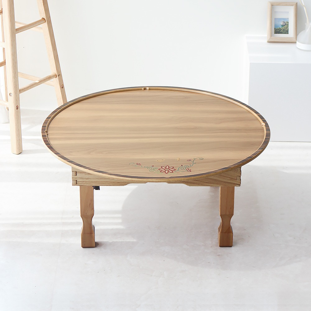 Won 2.3 Maple Traditional Inlay Folding Round Wooden Table 69cm