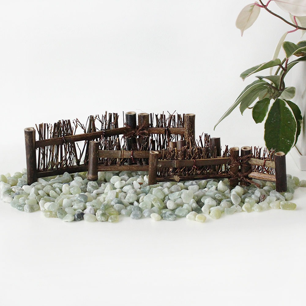 Bamboo Mini Fence Wooden Decoration Piece Japanese Cuisine Styling Tabletop Interior Accent Mini Bamboo Weave
