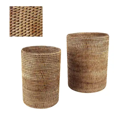 Cylindrical Rattan Basket Bottle Bear | Hotel Pension Trash Can Sedge