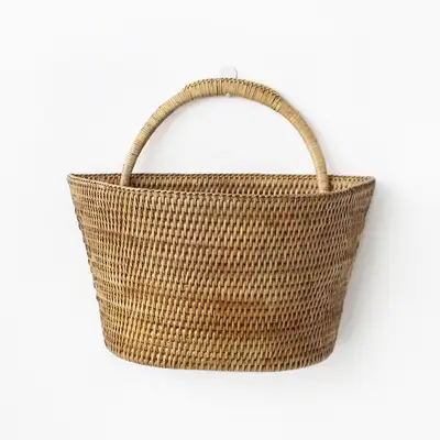 L Size Rattan Wall-Mounted Holder | Seaweed Basket Hanging Basket