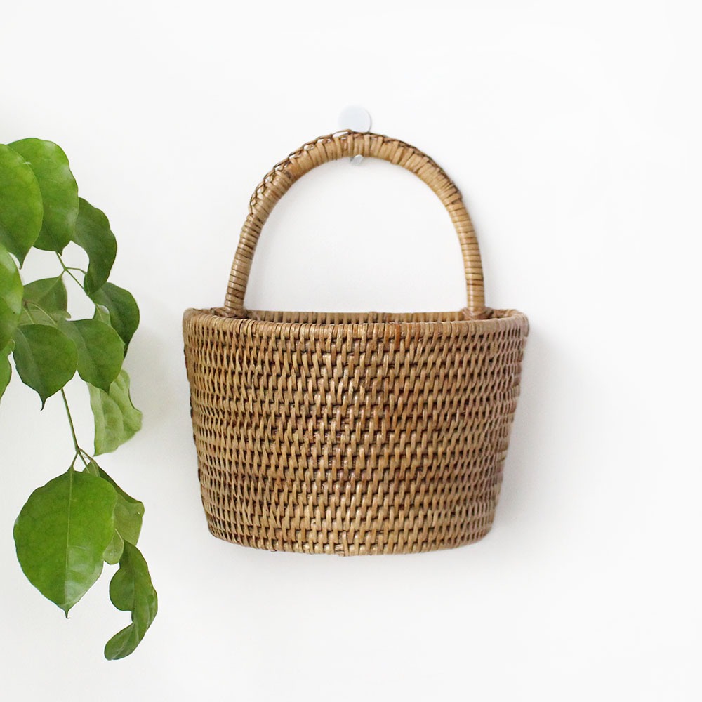 S Size Rattan Wall-Hanging Holder | Hanging Basket Seaweed Basket