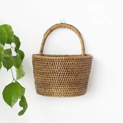S Size Rattan Wall-Hanging Holder | Hanging Basket Seaweed Basket
