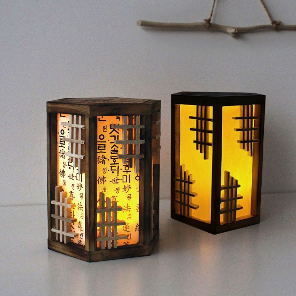 2Type Traditional Lighting Hexagonal Lamp Shade (Korean-Style Interior Hanji Lamp Antique Mood Light Restaurant Tavern Decoration Prop)