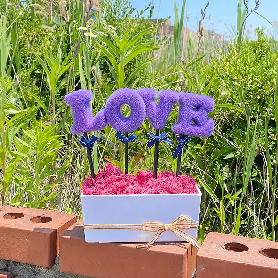 LOVE紫色杜鵑花苔蘚盆栽 l 除濕