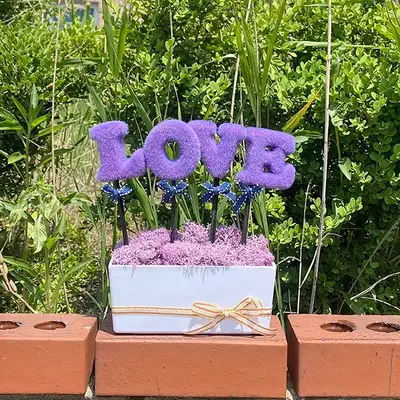 LOVE Purple Lilac Moss Planter | Natural Moss