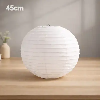 45cm 白色 韓紙 提灯傘 (無地 円形灯 和式灯 紙灯 韓屋 居酒屋 インテリア ムード灯 小物 装飾)