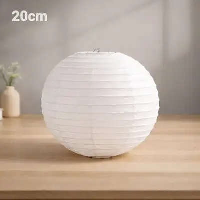 20cm White Hanji Lantern Shade (Plain Round Paper Lantern, Japanese-style Lantern, Korean House Interior, Izakaya Mood Light Decoration)