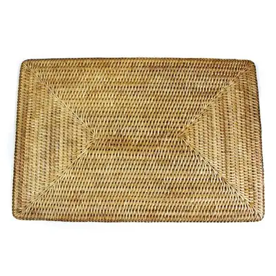 L Rattan Table Mat Rectangular | Seaweed Dining Table Mat Home Cafe Decor