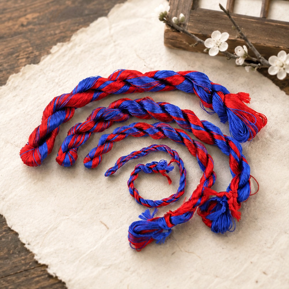 Traditional Blue and Red Thread Collection (for Wedding Ceremonial Gifts, First Birthday Celebration Props, Craft Supplies)