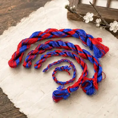 Traditional Blue and Red Thread Collection (for Wedding Ceremonial Gifts, First Birthday Celebration Props, Craft Supplies)
