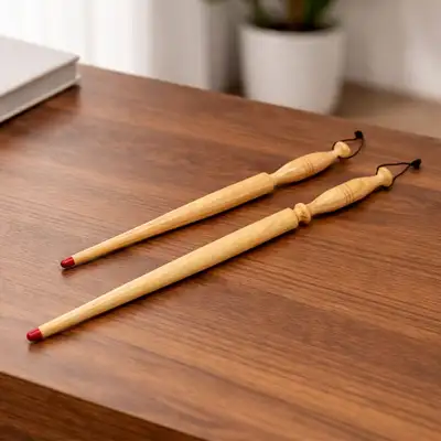 Korean Wood Conductor Baton 2-Piece Set (39cm 56cm Natural Wood Pointer Multi-Purpose Stick Academy Lecture Educational Baton)