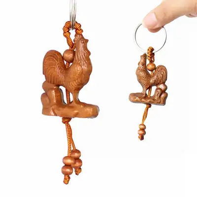 Peachwood Zodiac Keyring - Rooster (1pc) (Traditional Amulet Charm Keyring Wealth Lucky Fortune Wish Fulfillment Group Gift)