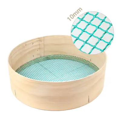 Domestic 47cm Extra-Large Wooden Sieve Mesh 10mm (Bean Sorting Skimmer, Bread Strainer, Multi-Purpose Baking Sifter)