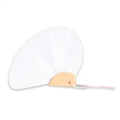 Traditional Mini Clamshell-Shaped Hanji Paper Fan, Blank (Calligraphy Bamboo Drawing DIY Art Supplies At-Home Craft)