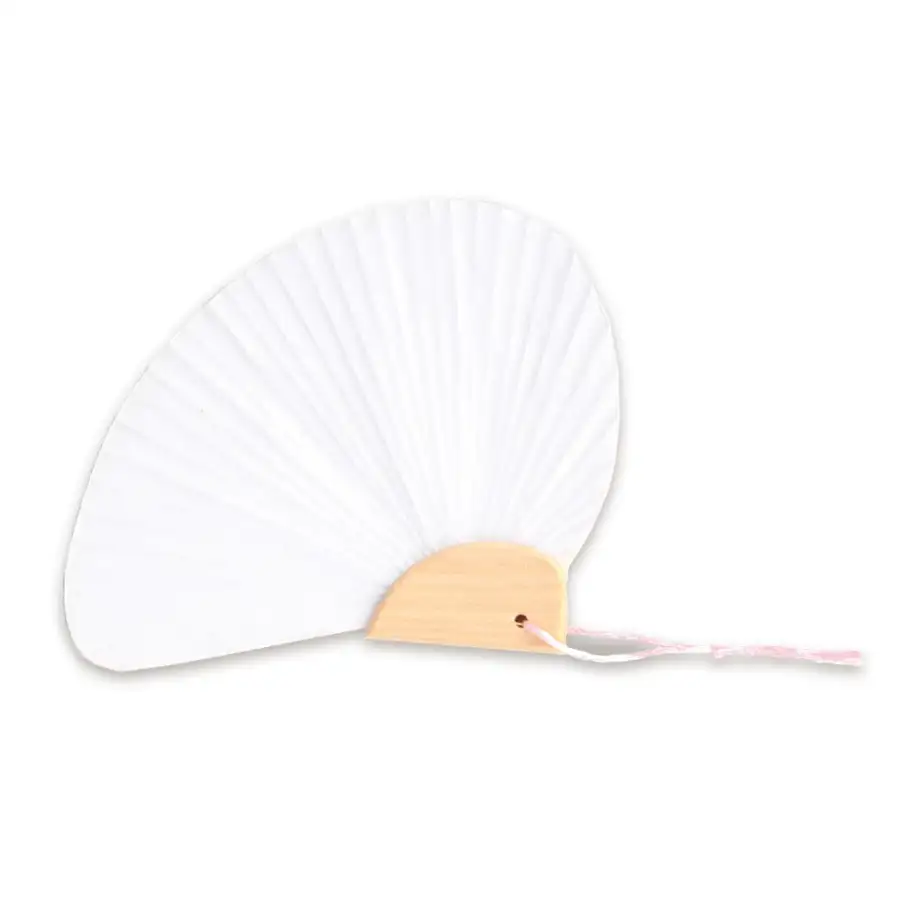 Traditional Mini Clamshell-Shaped Hanji Paper Fan, Blank (Calligraphy Bamboo Drawing DIY Art Supplies At-Home Craft) — 1