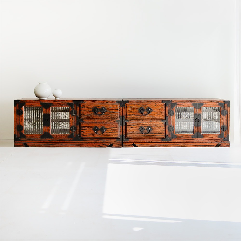Premium Paulownia Lattice Door Cabinet Set Traditional Antique Furniture