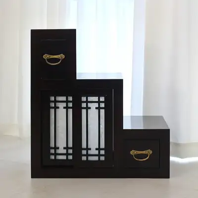 格子引き出し階段両面タンス（ミニ）伝統古家具アンティーク家具
