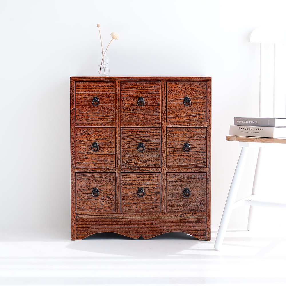 Wood 9-Tier Apothecary Cabinet - Traditional Antique Furniture