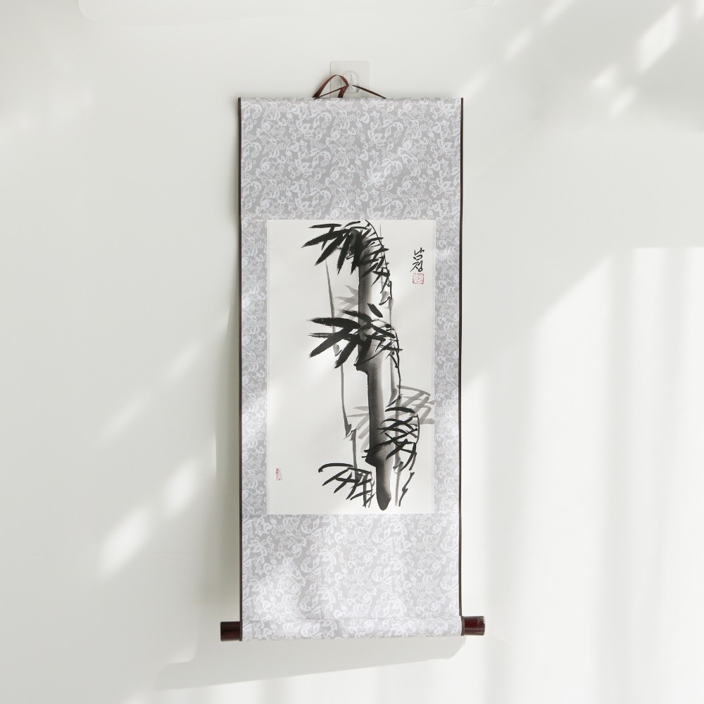 Hand-painted Namjeong Oriental Painting Traditional Hanging Scroll - Small Bamboo
