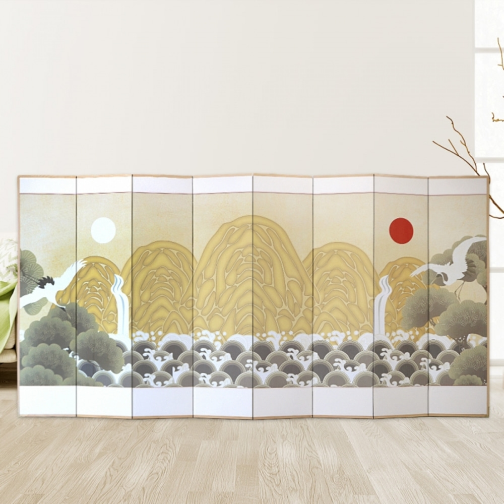 Sun and Moon Eight-Panel Folding Screen with Rubber Packing Gift (03)