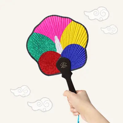 国産ムクゲ扇子 小型（伝統韓国記念品 外国人ギフト 民俗 夏扇 演劇 舞踊 小道具）