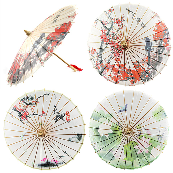 Oil Paper Umbrella with Bamboo Frame - Ceiling Decoration Prop for Wedding, Kimono, and Traditional Dance
