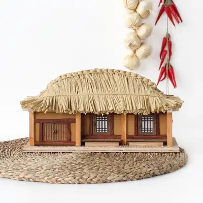 Lサイズ 茅葺き屋根家屋模型｜伝統家屋 木材建築工芸 田舎家
