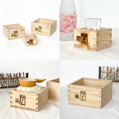 伝統木製升（木製穀物計量器 計量スプーン 米計量 穀物 ナッツ 木製 計量カップ 小物）