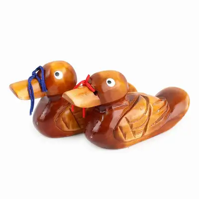 Traditional Wood-Carved Miniature Duck Pair 10.5cm (Premium Wedding Paebaek Prop Korean Wooden Ornament Foreign Souvenir)