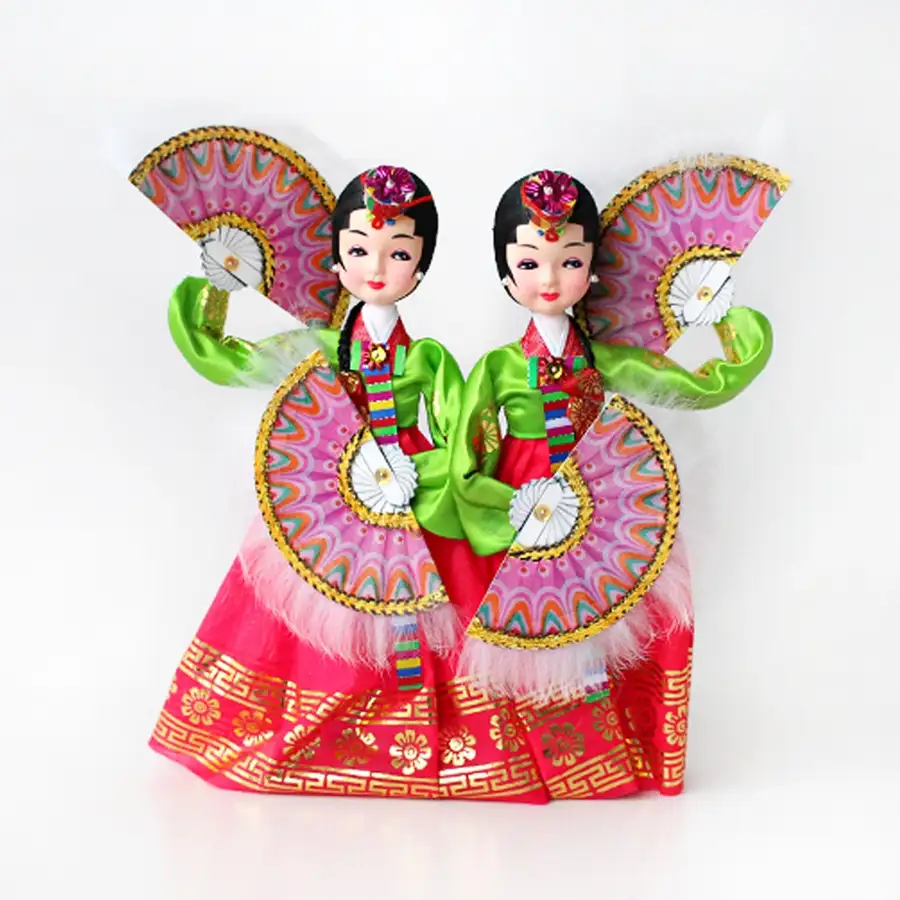 Traditional Fan Lady Pair Doll | Hanbok Foreign Gift Korean Souvenir — 1