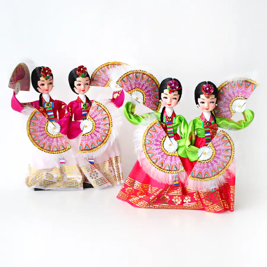 Traditional Fan Lady Pair Doll | Hanbok Foreign Gift Korean Souvenir — 2