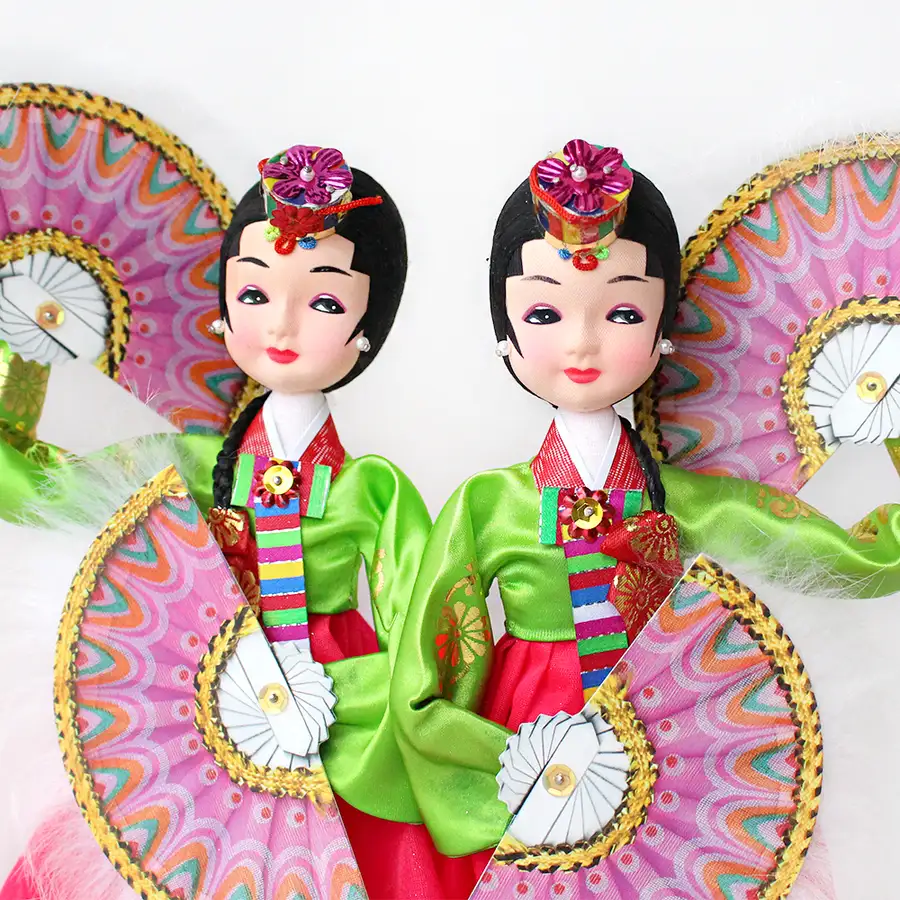 Traditional Fan Lady Pair Doll | Hanbok Foreign Gift Korean Souvenir — 3