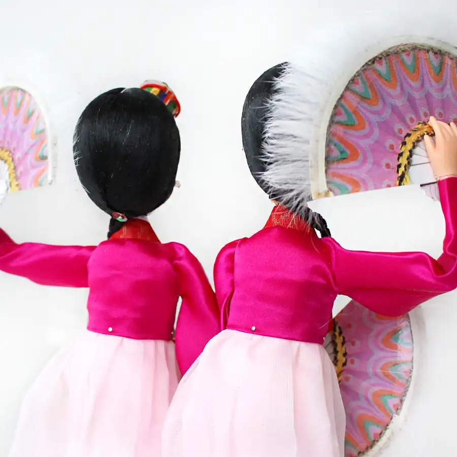 Traditional Fan Lady Pair Doll | Hanbok Foreign Gift Korean Souvenir — 4