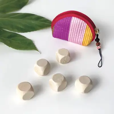 Wooden Jacks Wallet Set | Traditional Korean Jacks Game Set Foreign Gift