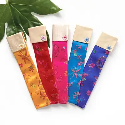 Korean Satin Embroidered Fan Case (Traditional Fan Case Pouch Chopstick Holder Craft Gift Bulk Gift Return Gift Promotional Item)