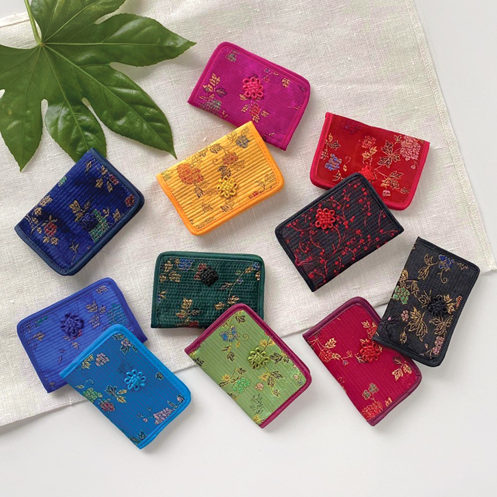 Silk Embroidery Card Wallet | Traditional Foreign Gift Business Card Pouch