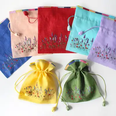 L2024 Embroidered Ramie Pouch | Lucky Money Bag Group Gift Wrapping