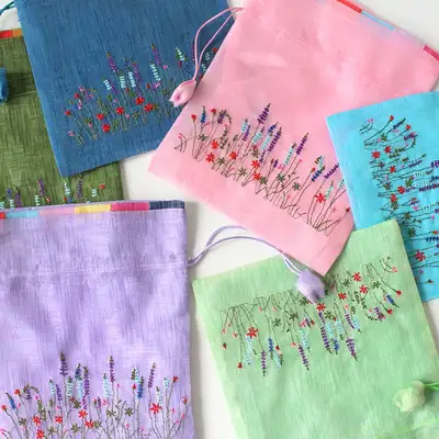 Embroidered Ramie Pouch | Multi-Purpose Lucky Pouch Thank You Gift Wrapping