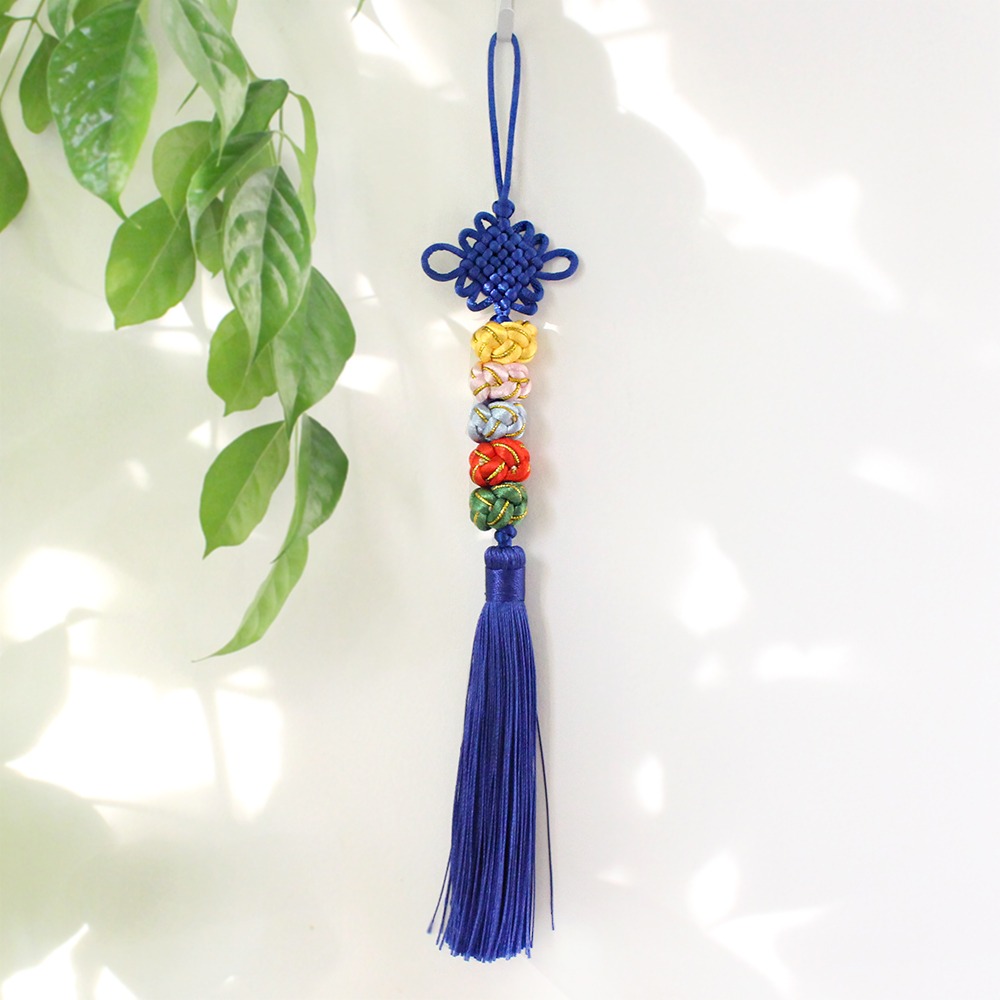 Blue Bead Knot | Traditional Chrysanthemum Accessory Holiday Gift Craft Ornament