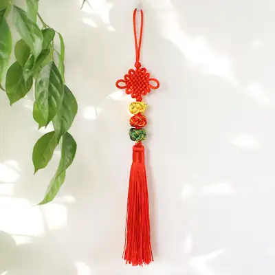 Red Bell Knot with Traditional Chrysanthemum Accessory - Foreign Gift Folk Souvenir