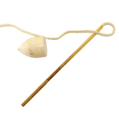 Traditional Wooden Top and Stick Small Set (Spinning Top Folk Game Experience Traditional Play Holiday DIY)