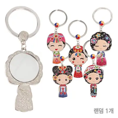 Traditional Korean Folk Woman Mirror Keyring 1P (Foreign Visitor Gift, Korean Souvenir, Keychain, Tourist, Group Gift)