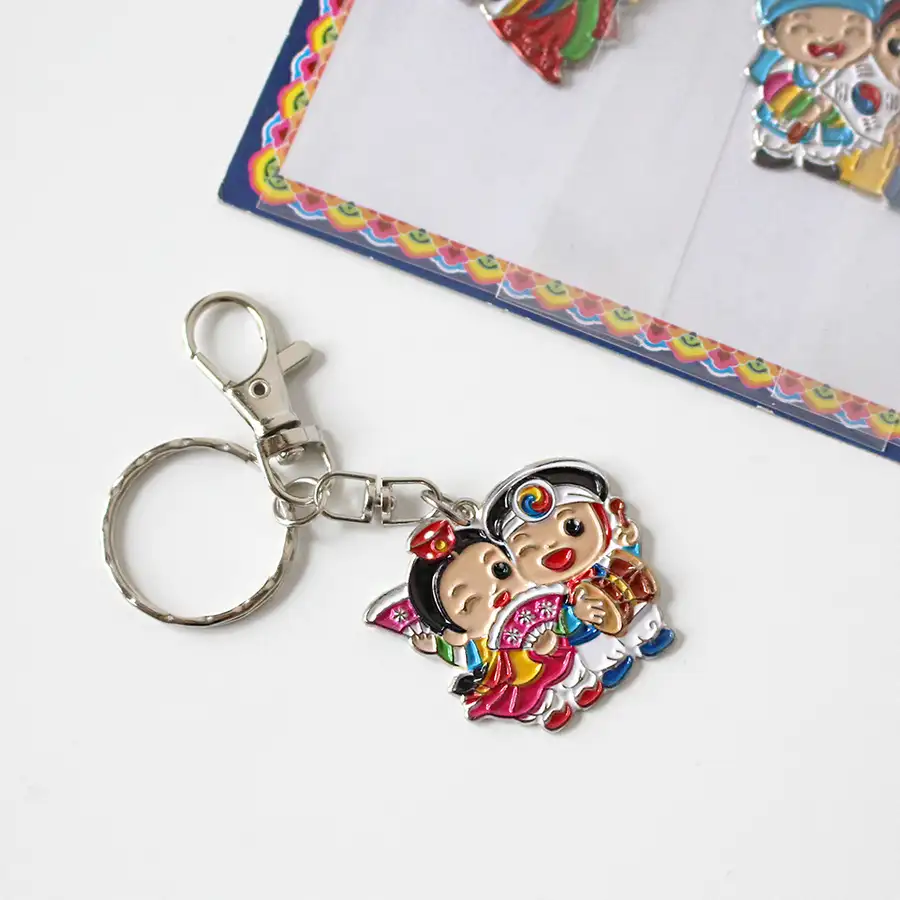 Traditional Korean Cast Metal Couple Keyring 5-Piece Set (Foreign Gift Korean Souvenir Key Ring Holiday Tourism Group Gift) — 2