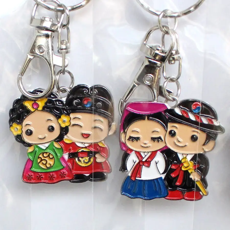 Traditional Korean Cast Metal Couple Keyring 5-Piece Set (Foreign Gift Korean Souvenir Key Ring Holiday Tourism Group Gift) — 4