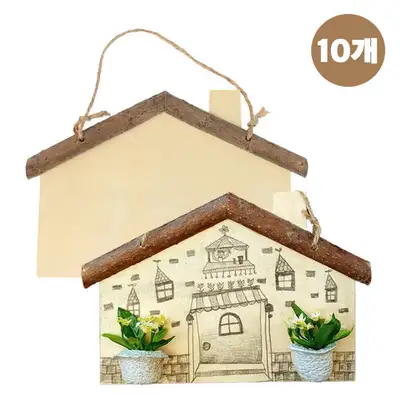 ハウス木製ドアプレート作成キット 10個 | 家遊び 玄関 部屋扉飾り アート工作 カフェ雑貨 看板 表札