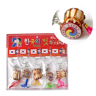 Traditional Korean Souvenir Buk and Janggu Keyring L - Set of 5